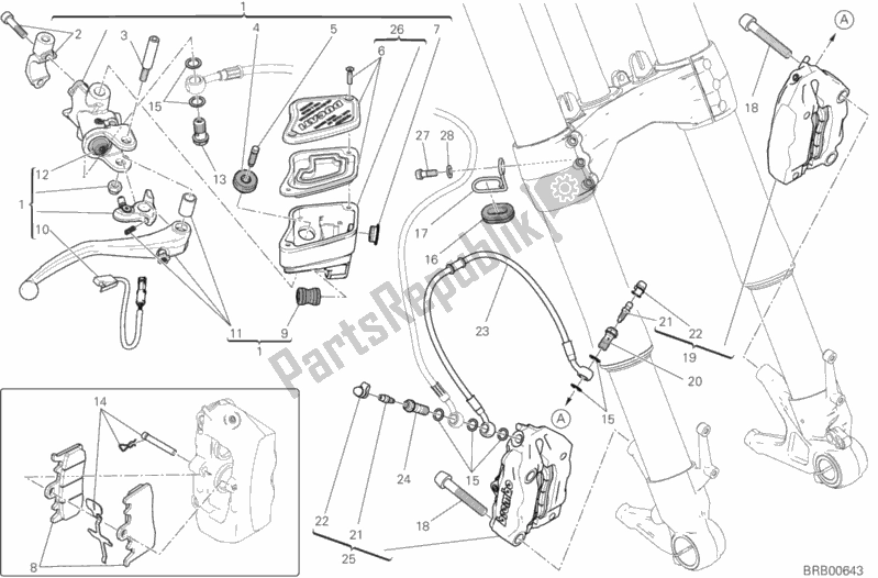 All parts for the Front Brake System of the Ducati Diavel Xdiavel Thailand 1260 2018